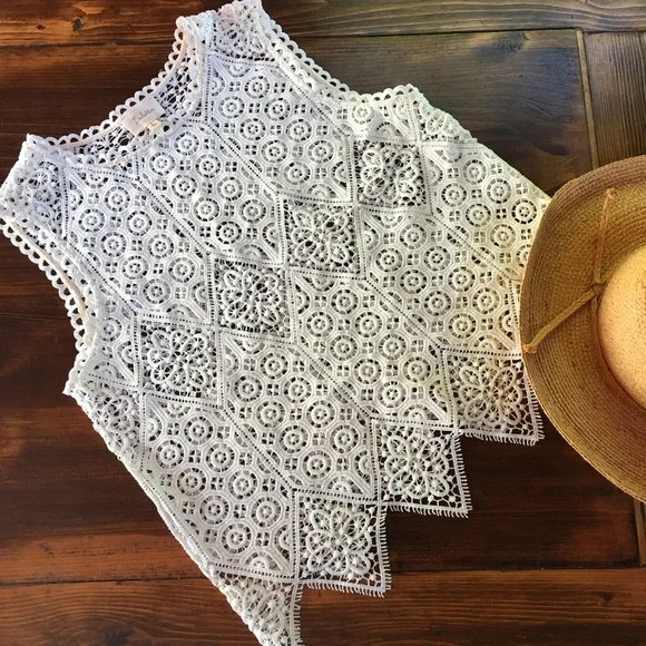 Anthropologie / Deletta Cream Lace Shell - Size S - Picture 3 of 4